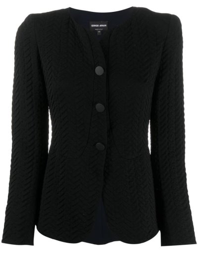 Giorgio Armani Textured Effect Button Up Blazer Damen Schwarz | Y4TGMHHY