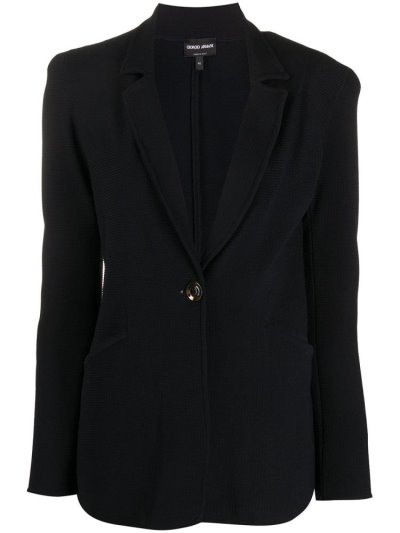 Giorgio Armani Textured One Button Blazer Damen Blau | 2Y6W8G9X