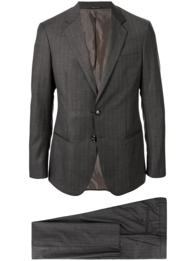 Giorgio Armani Two Piece Pinstripe Anzüge Herren Grau | GYX0T1W7