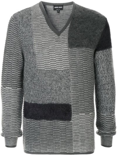 Giorgio Armani V Neck Jumper Herren Grau | BBIS5U5P