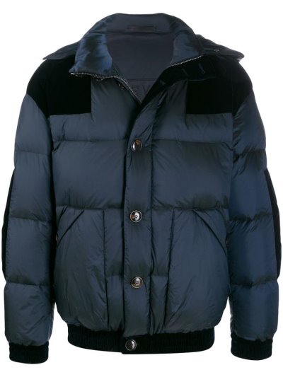 Giorgio Armani Velvet Panel Puffer Coat Mäntel Herren Blau | LAKVK2IP