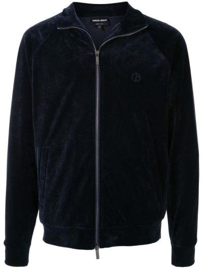 Giorgio Armani Zip Through Velvet Sweatshirts Herren Blau | 0GKWW6P7